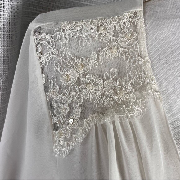 Belle Nuit Beaded Lace White Robe Small Medium Sheer Bridal Romantic - Picture 7 of 9